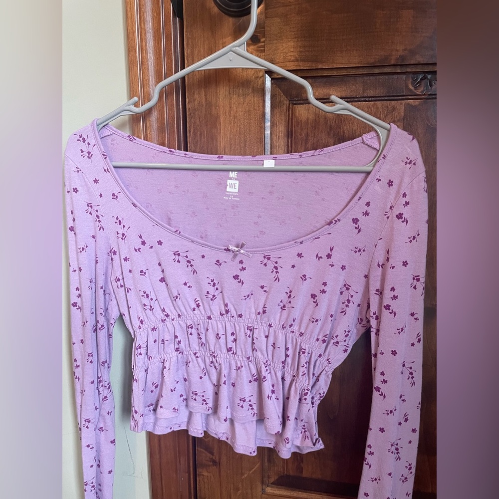 PacSun Purple Flower Long Sleeve, Size XS